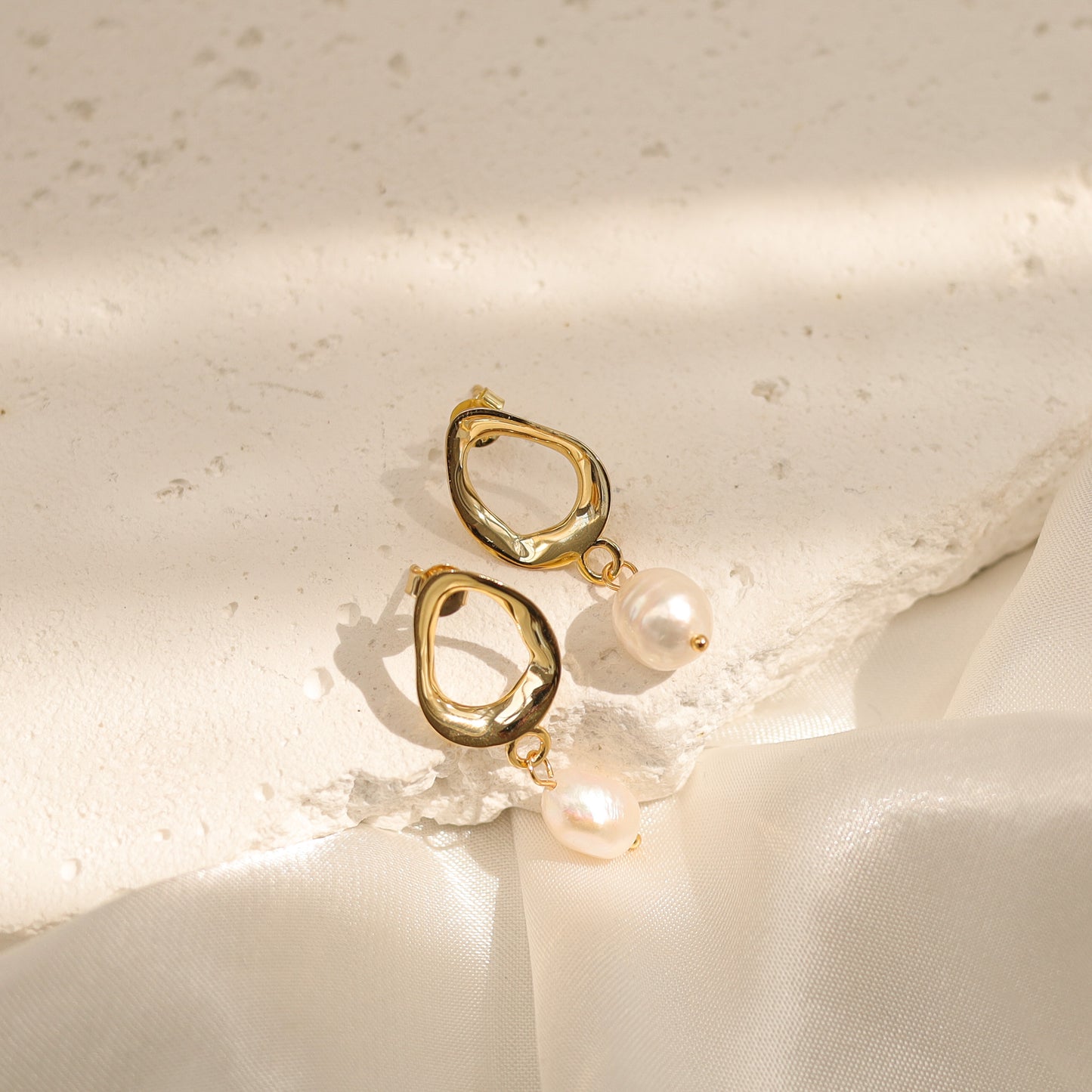 Baroque Pearl Drop Abstract Earrings