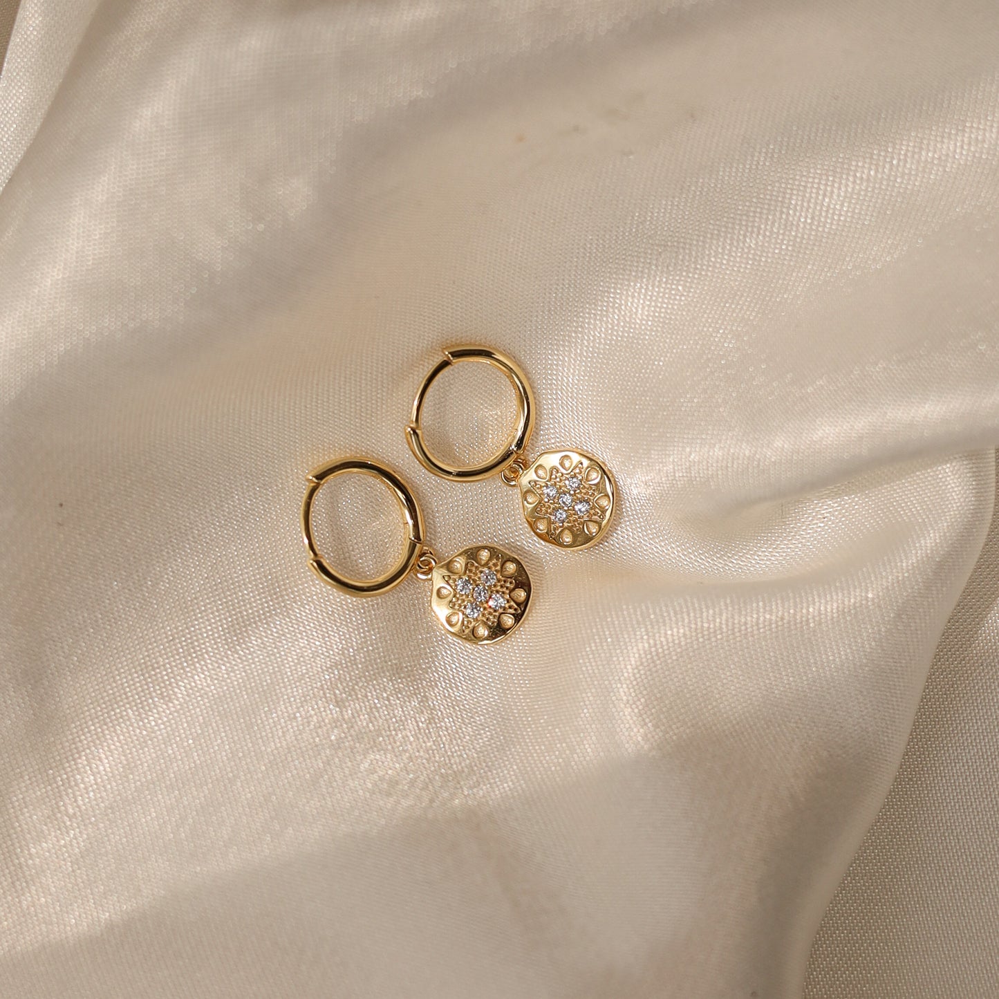 North Star Coin Huggie Earrings