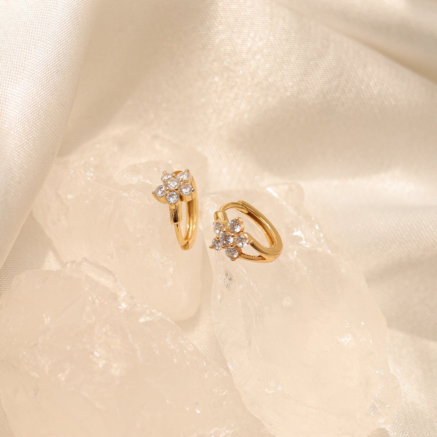 Tiny Floweret Huggie Earrings