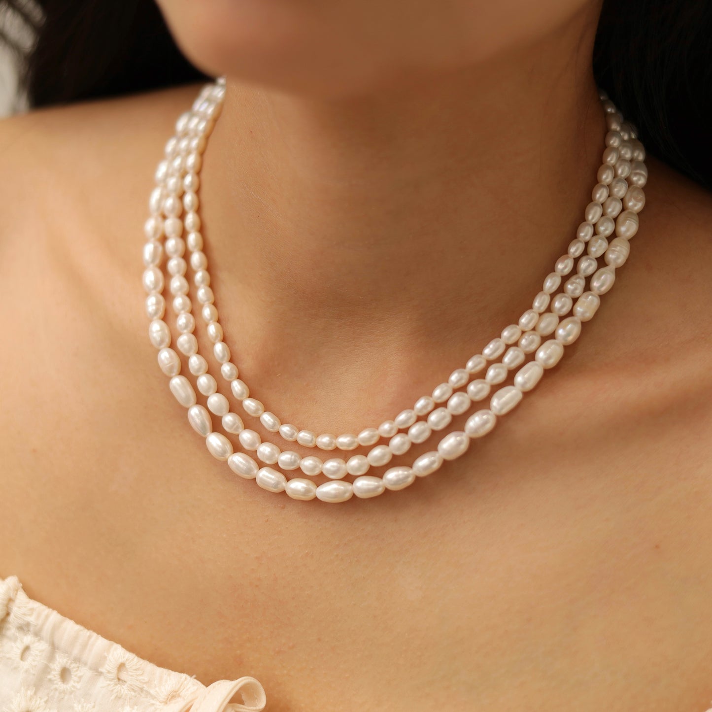 Long White Pearl Necklace
