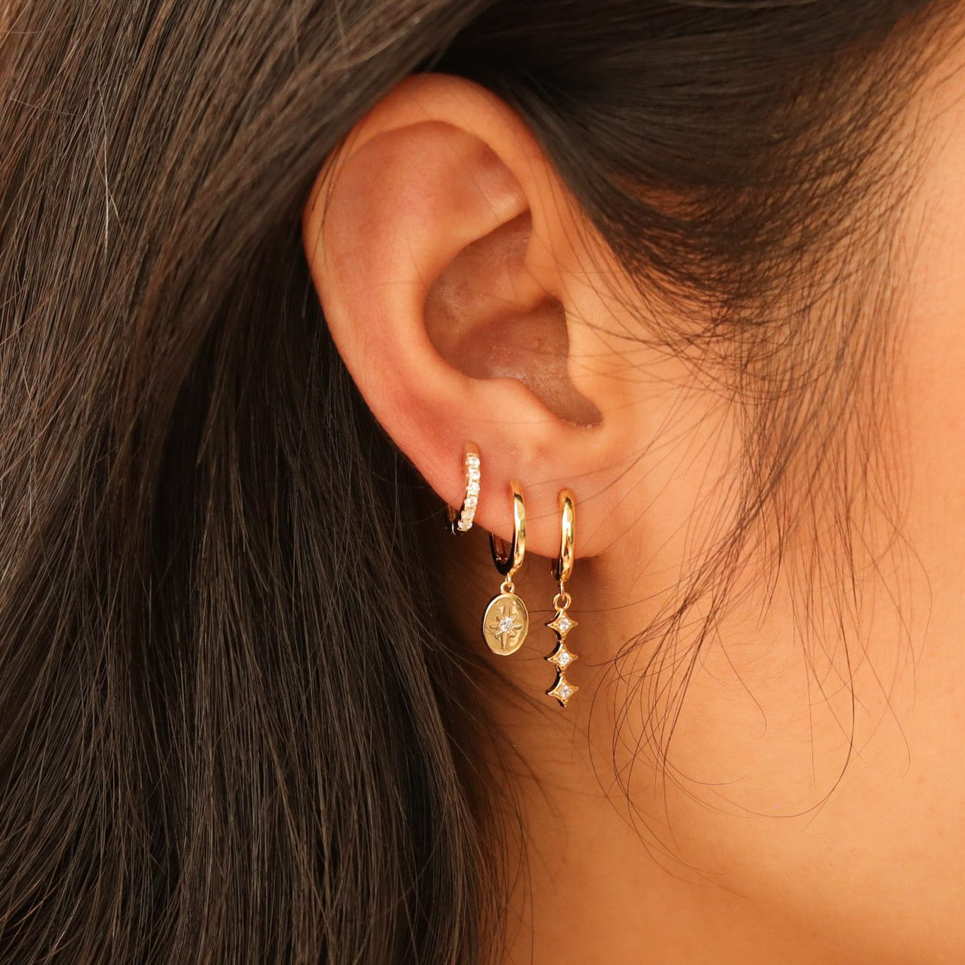 North Star Huggie Earrings