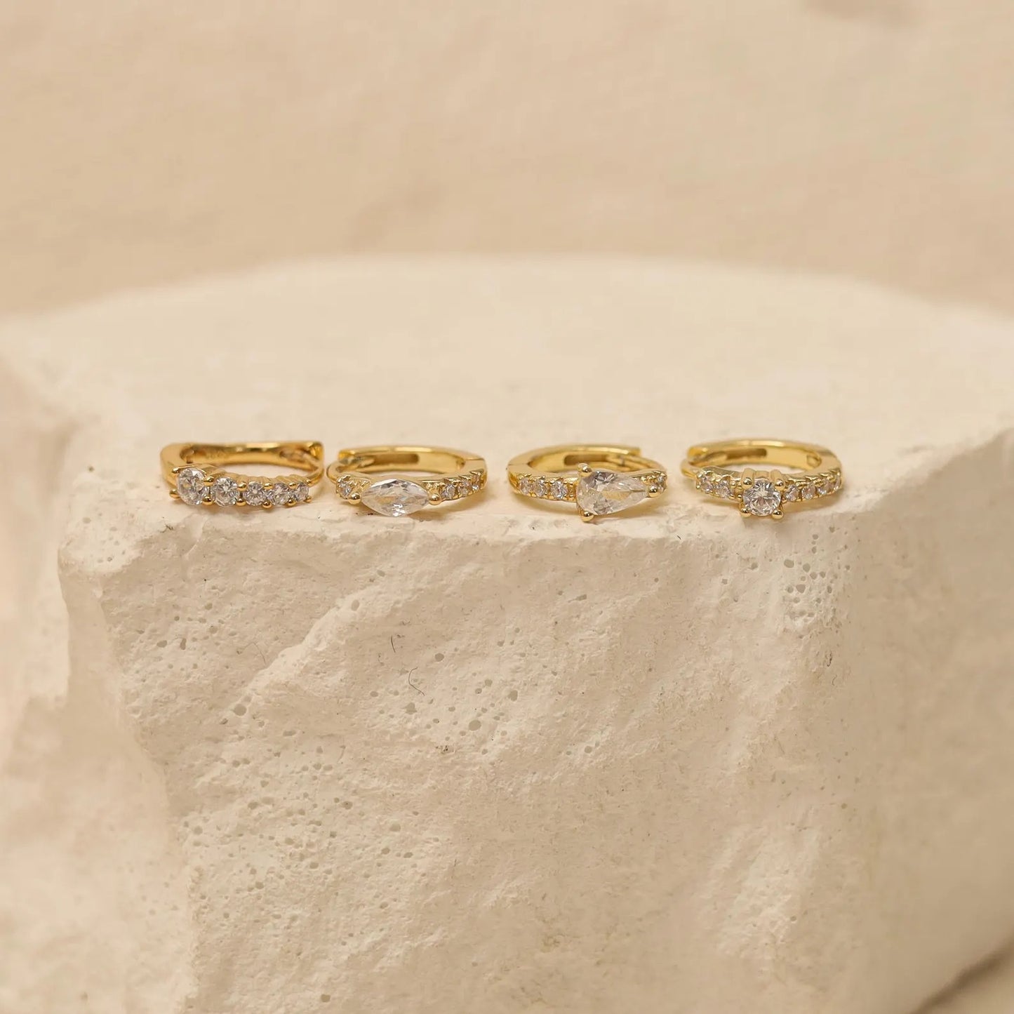 Five Clear Stone Huggie Earrings