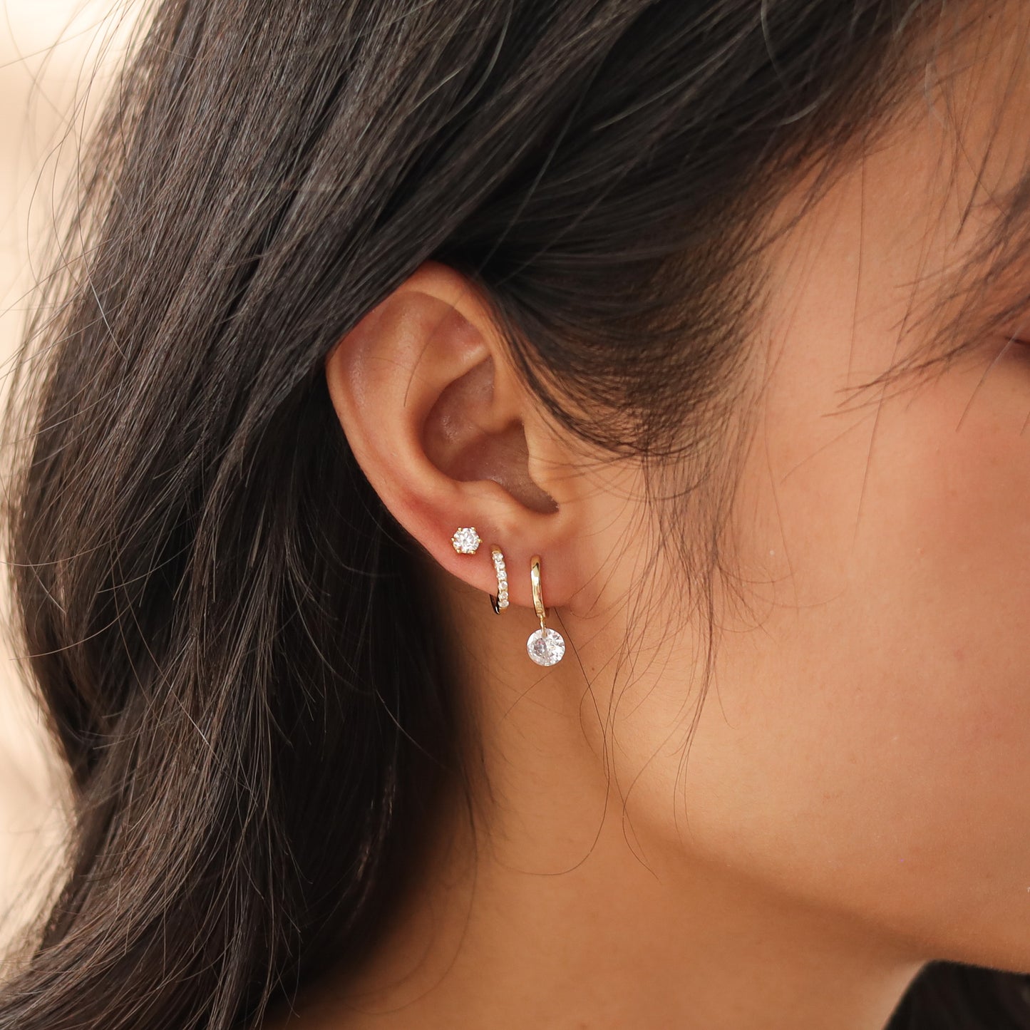 Round Diamond Hoop Earrings