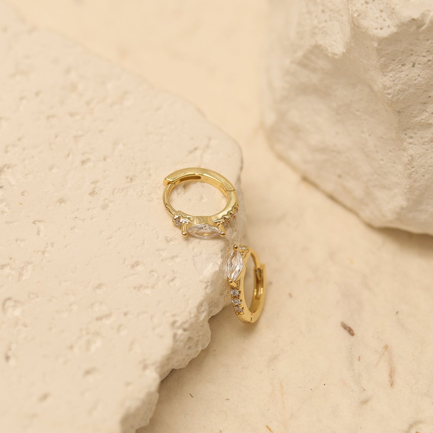 Dainty Clear Stone Hoop Earrings