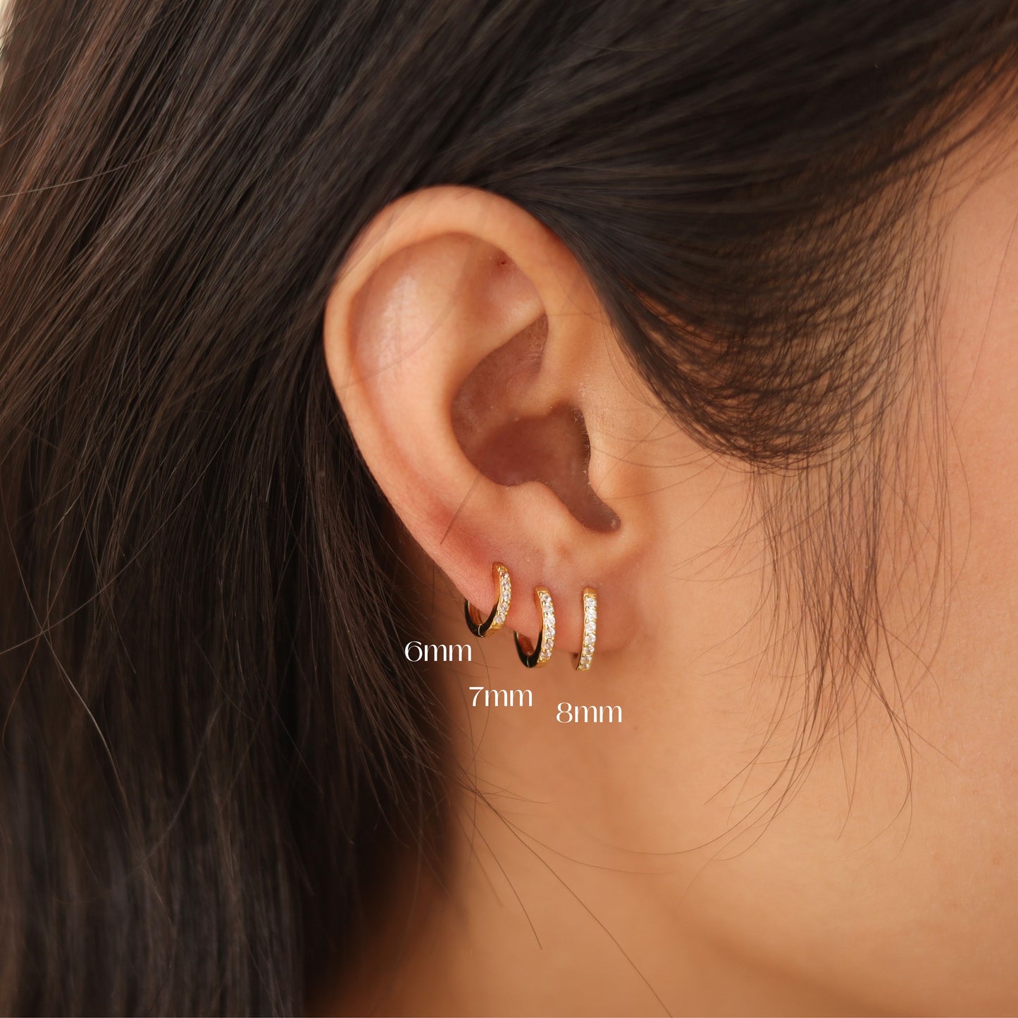 Minimalist Dainty Crystal Hoop Earrings