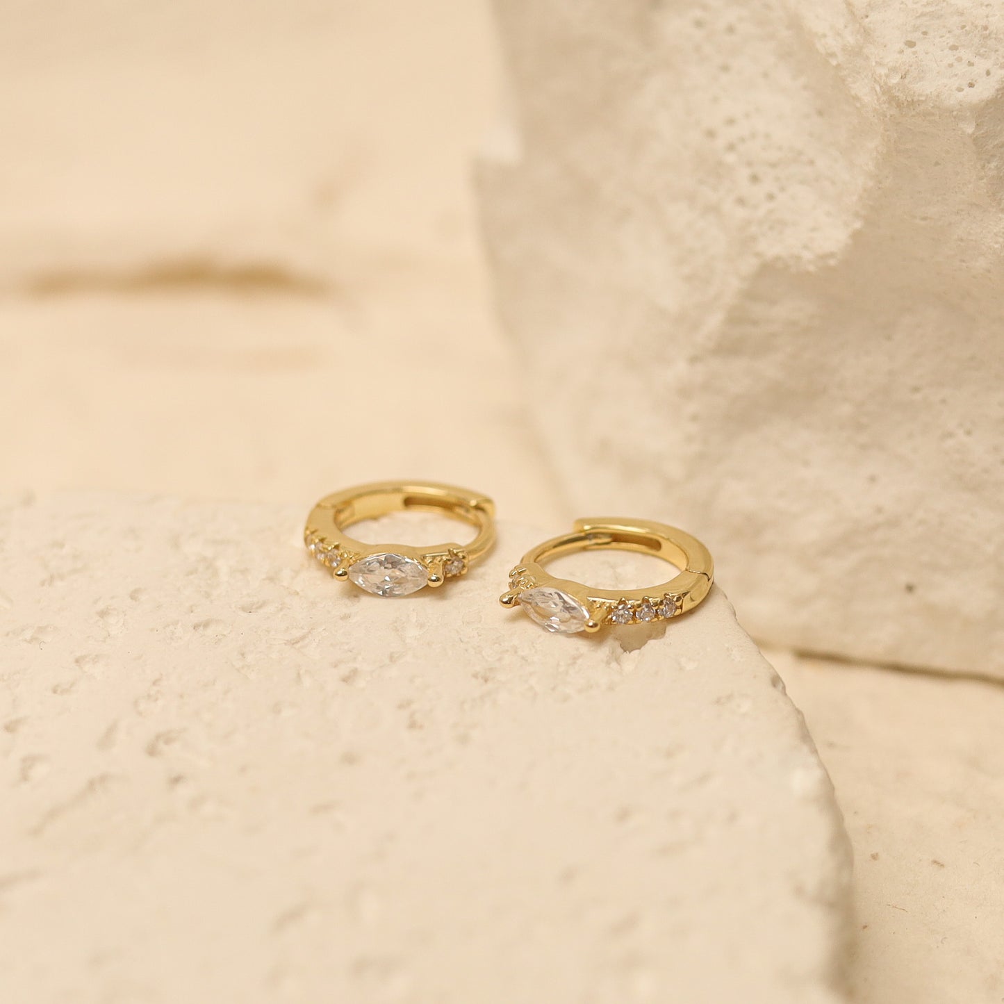 Dainty Clear Stone Hoop Earrings