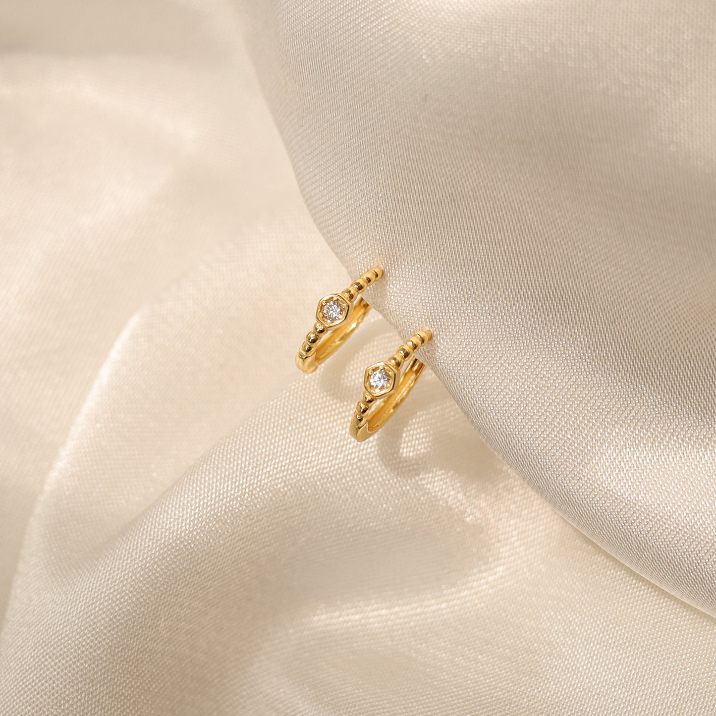 Tiny Diamond Hoop Earrings