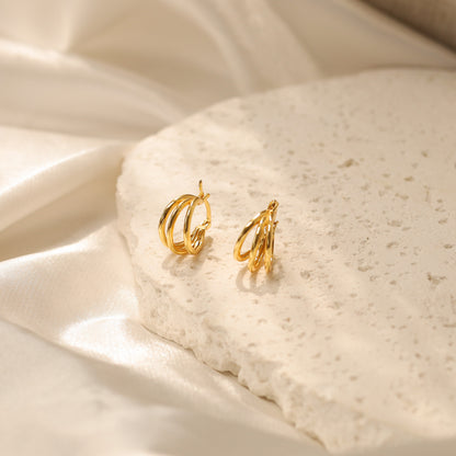 Triple Line Hoop Earrings