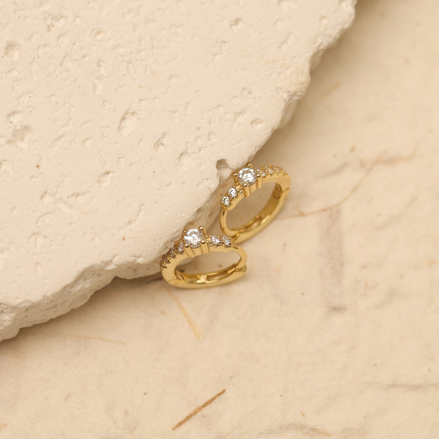 Dainty Clear Stone Hoop Earrings