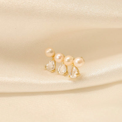 Triple Stone Stud Earrings