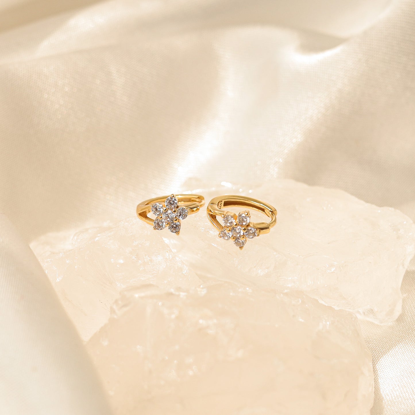 Tiny Floweret Huggie Earrings