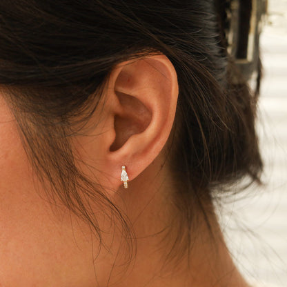 Dainty Clear Stone Hoop Earrings