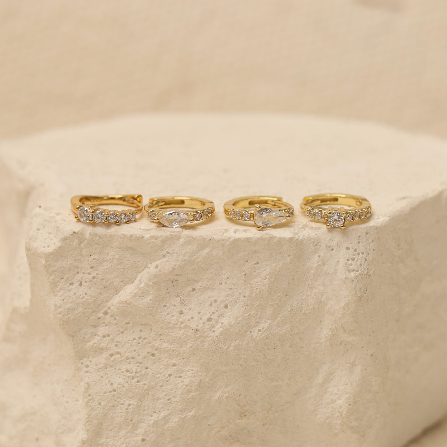 Dainty Clear Stone Hoop Earrings