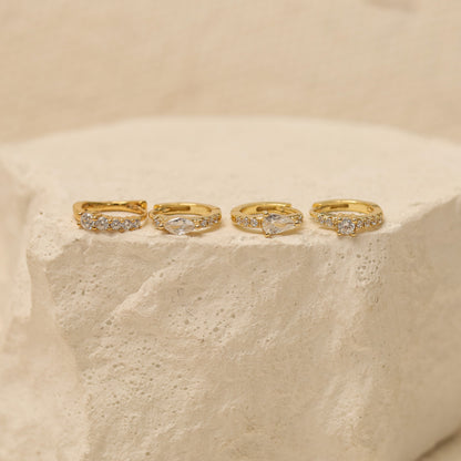 Dainty Clear Stone Hoop Earrings