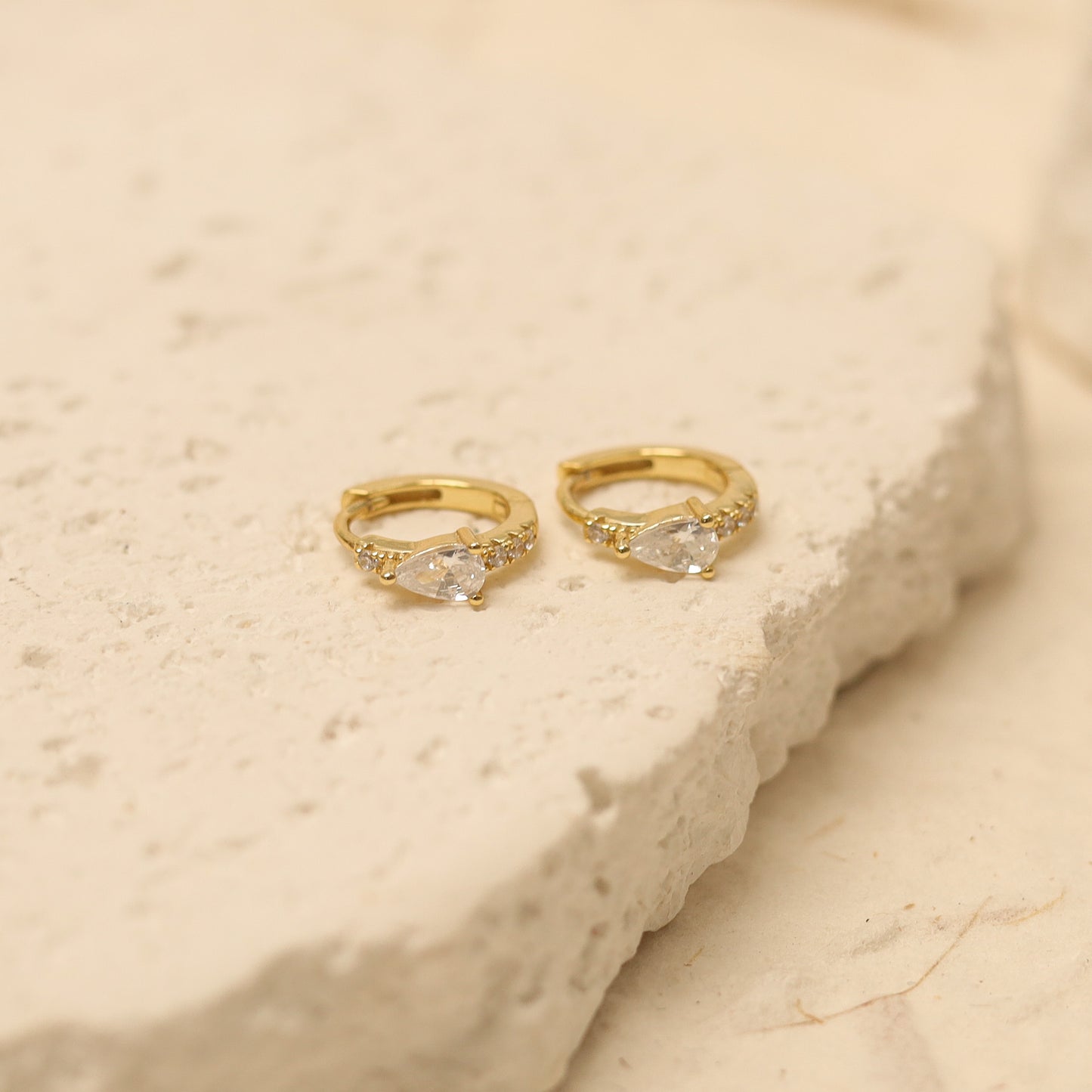 Dainty Clear Stone Hoop Earrings