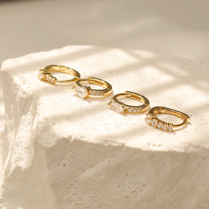 Dainty Clear Stone Hoop Earrings