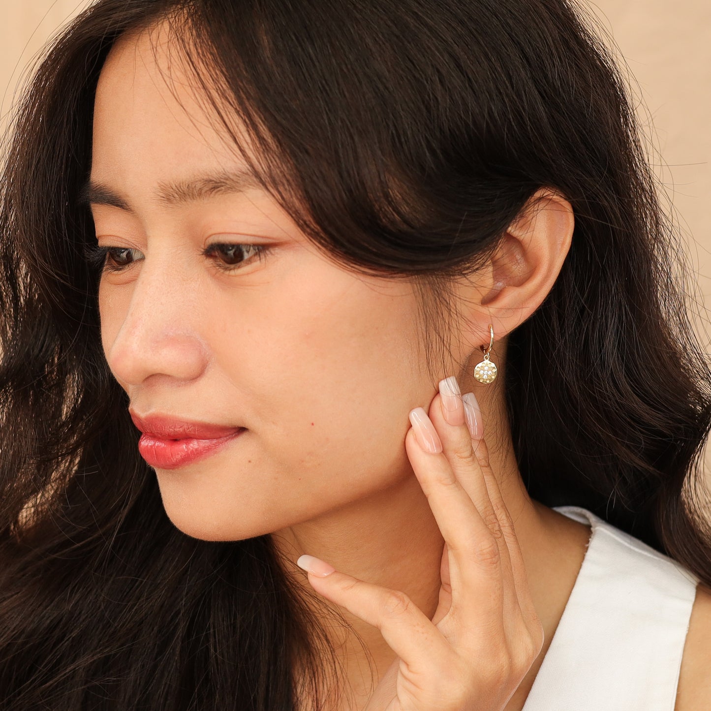 North Star Coin Huggie Earrings