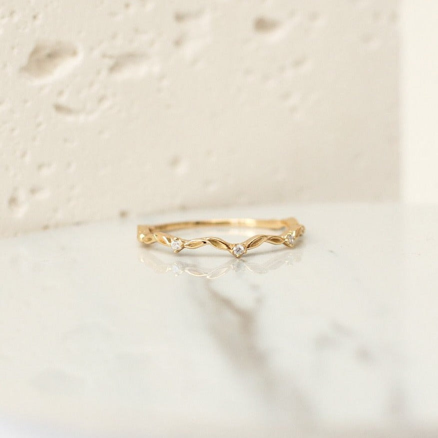 Dainty Spring Leaf Ring | Charmante Artisanat | Silver and Pearl Jewelry, Gifts & Accessories