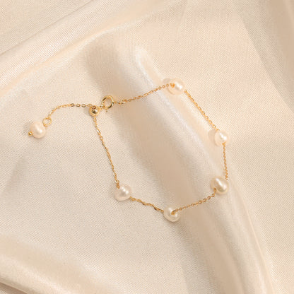 Dainty Pearl Chain Bracelet