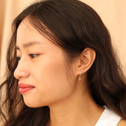 Clear Stone Moon Hoop Earrings