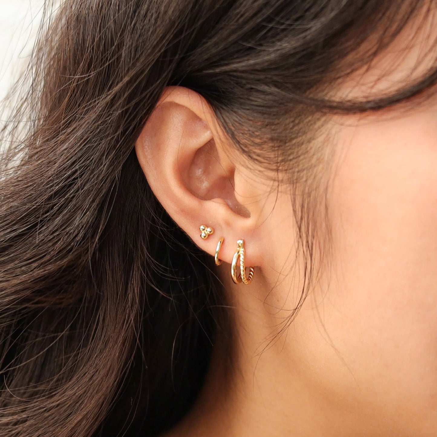 Textured Double Line Hoop Earrings