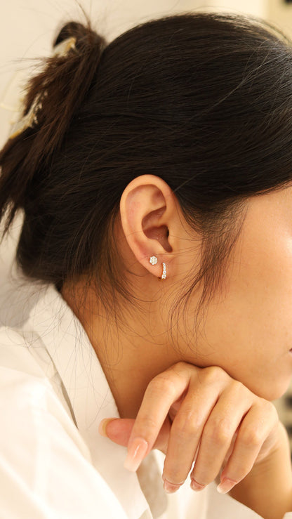 Five Clear Stone Huggie Earrings