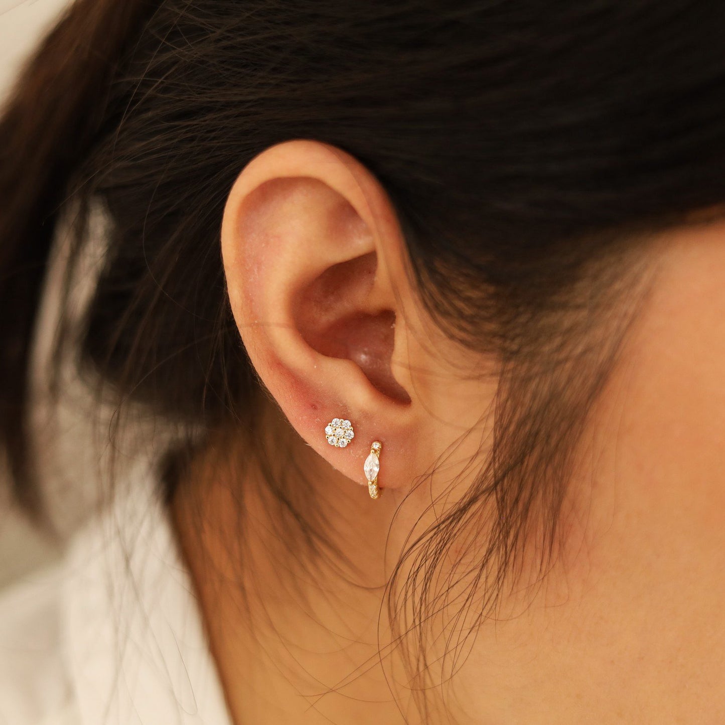 Dainty Clear Stone Hoop Earrings