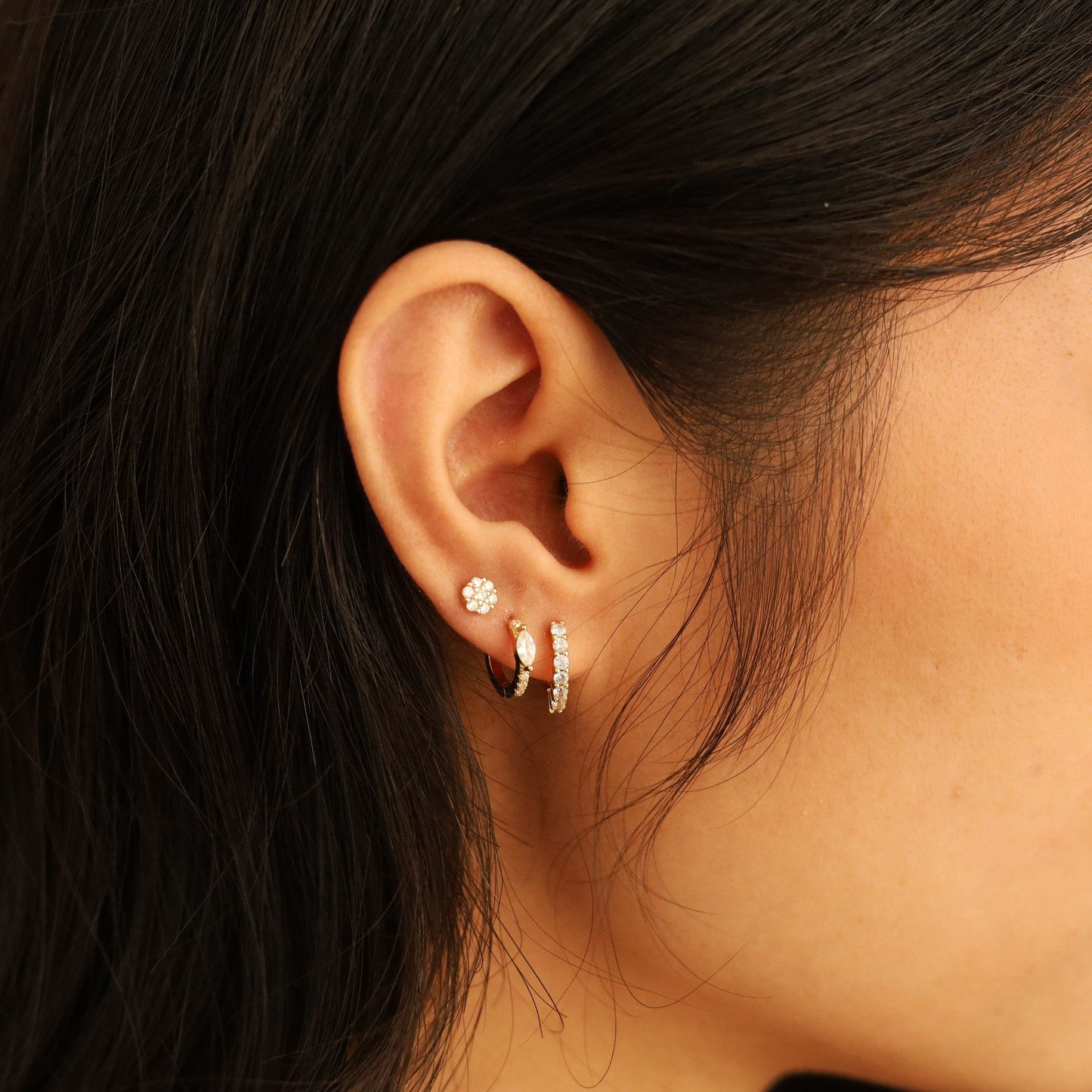 Dainty Clear Stone Hoop Earrings