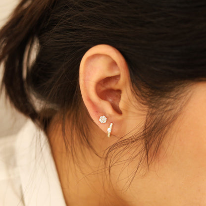 Dainty Clear Stone Hoop Earrings
