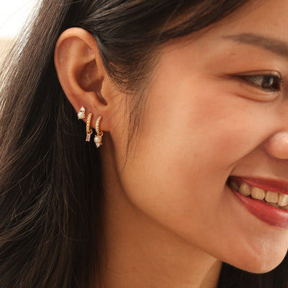 Tiny Crystal Pearl Studs