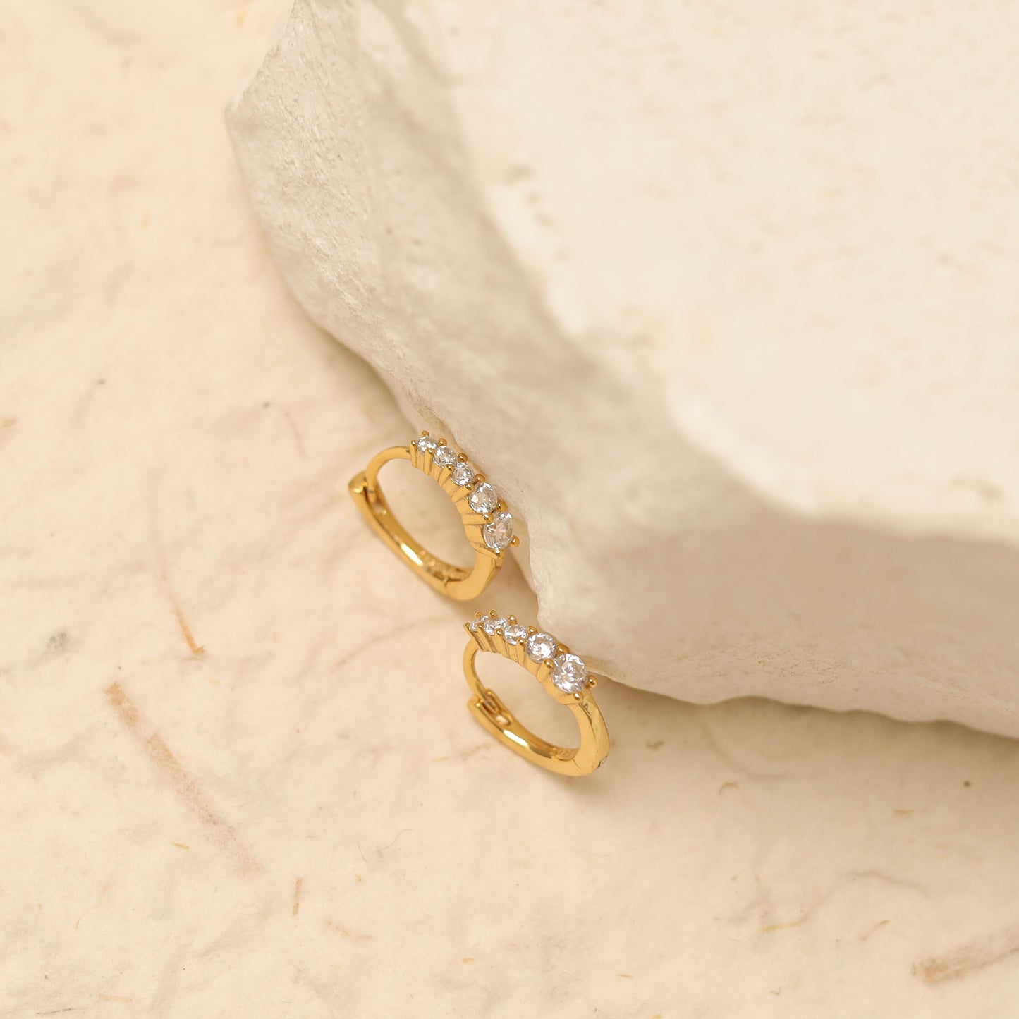 Five Clear Stone Huggie Earrings