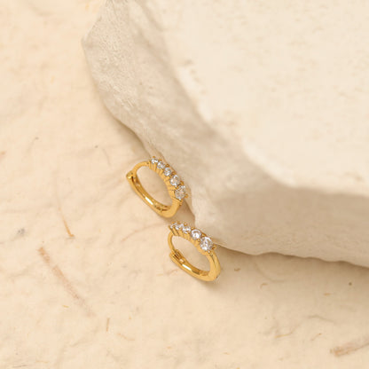 Five Clear Stone Huggie Earrings