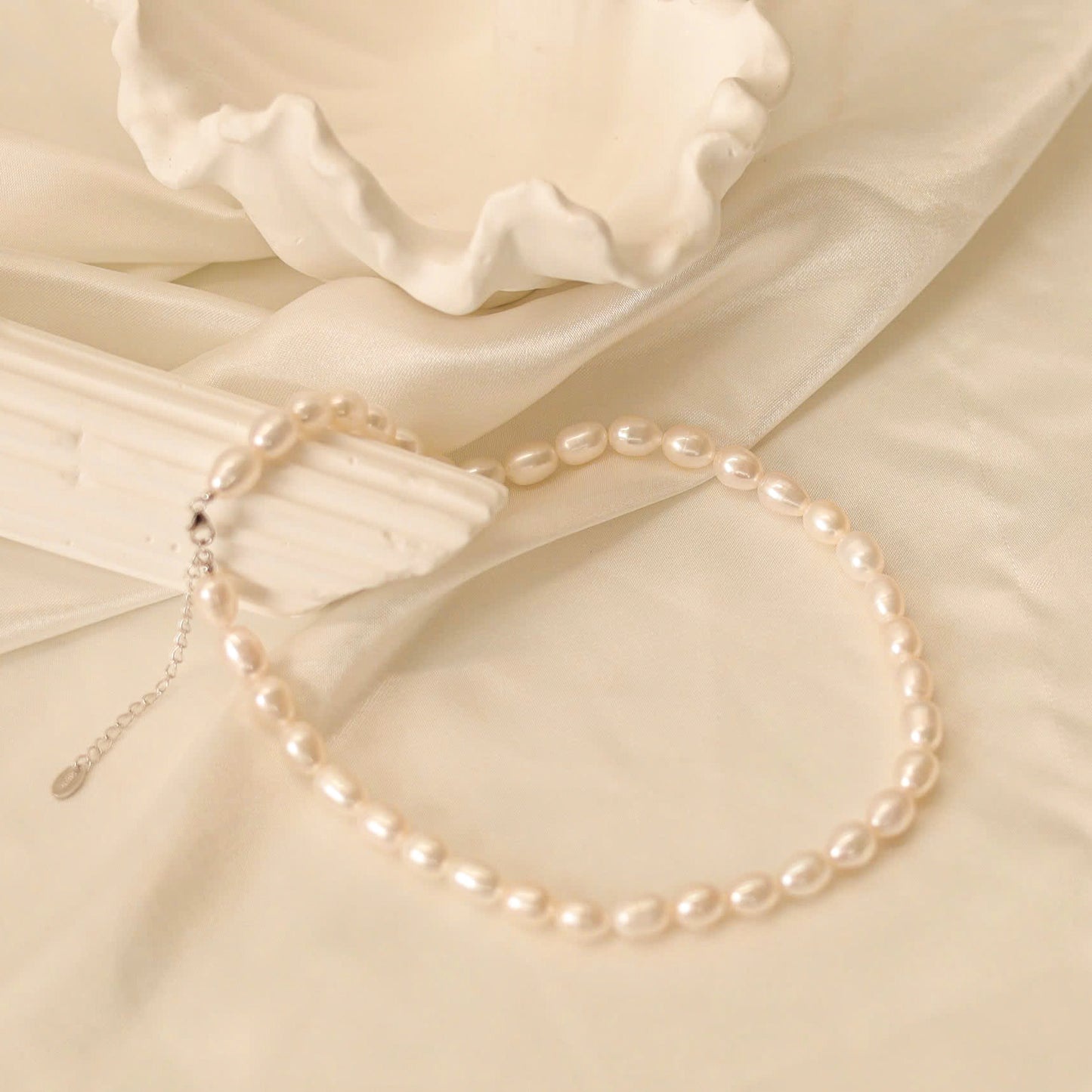 Long White Pearl Necklace
