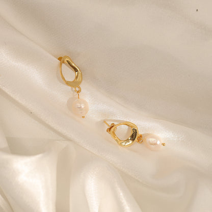 Baroque Pearl Drop Abstract Earrings