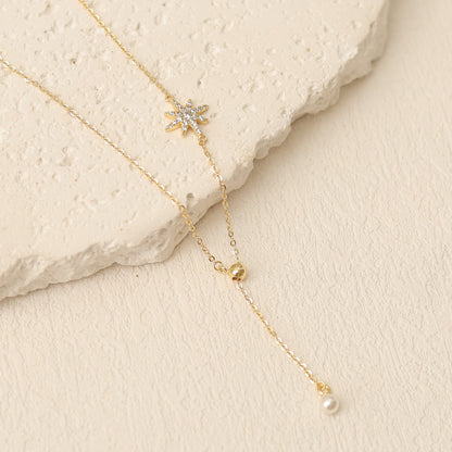 Silver Star Lariat Y Shaped Necklace