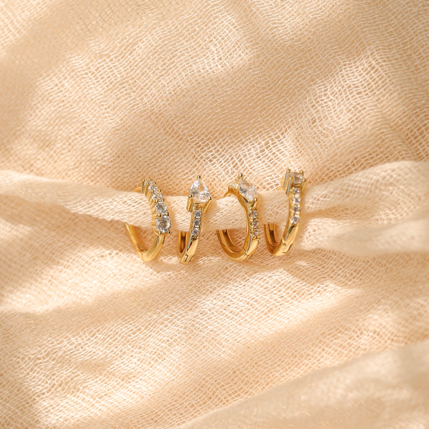 Dainty Clear Stone Hoop Earrings