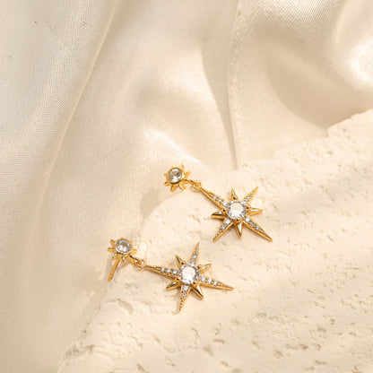Star Drop Stud Earrings