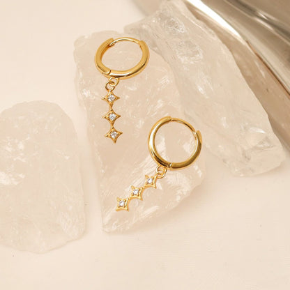 Triple Star Huggie Earrings