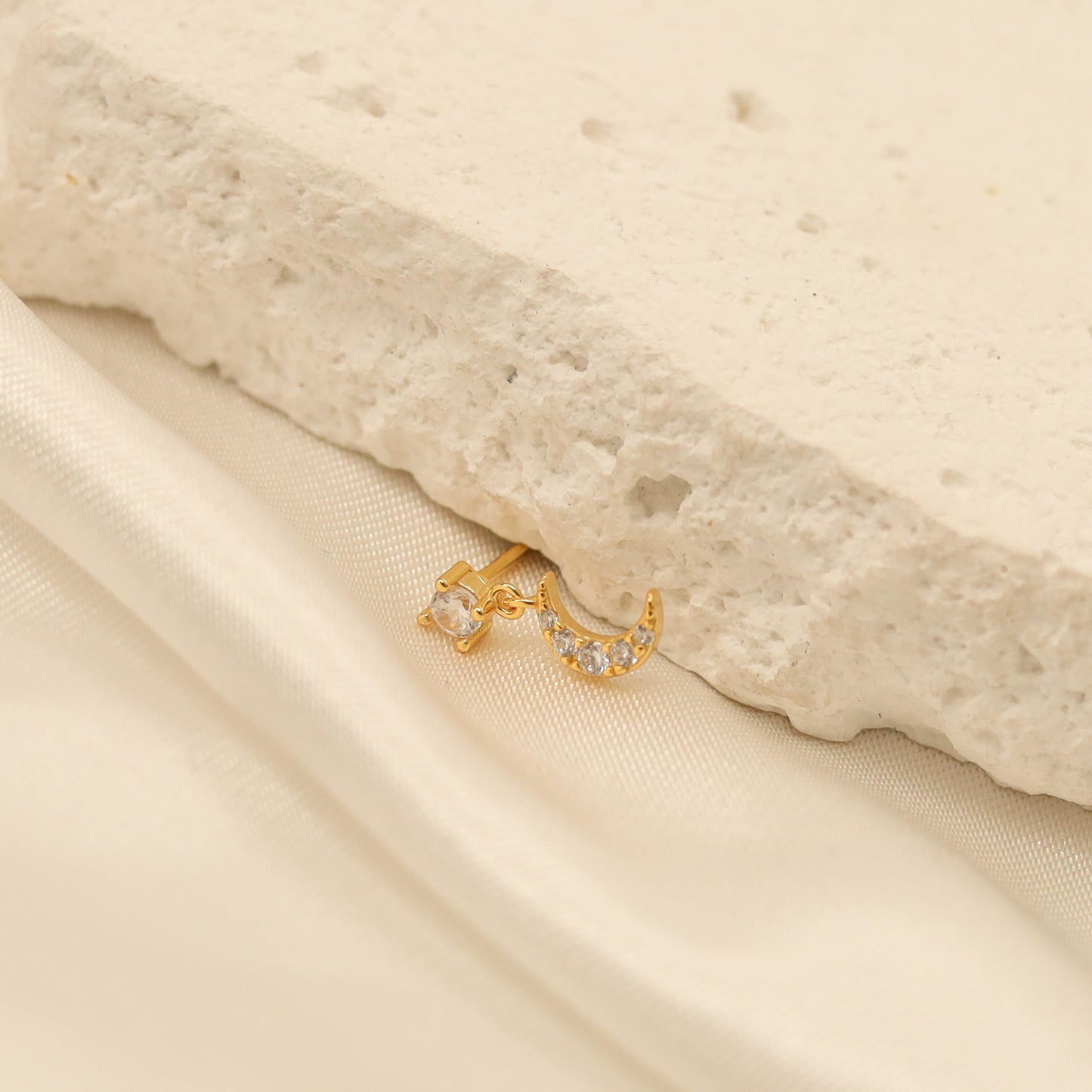 Moon Drop Stud Earrings