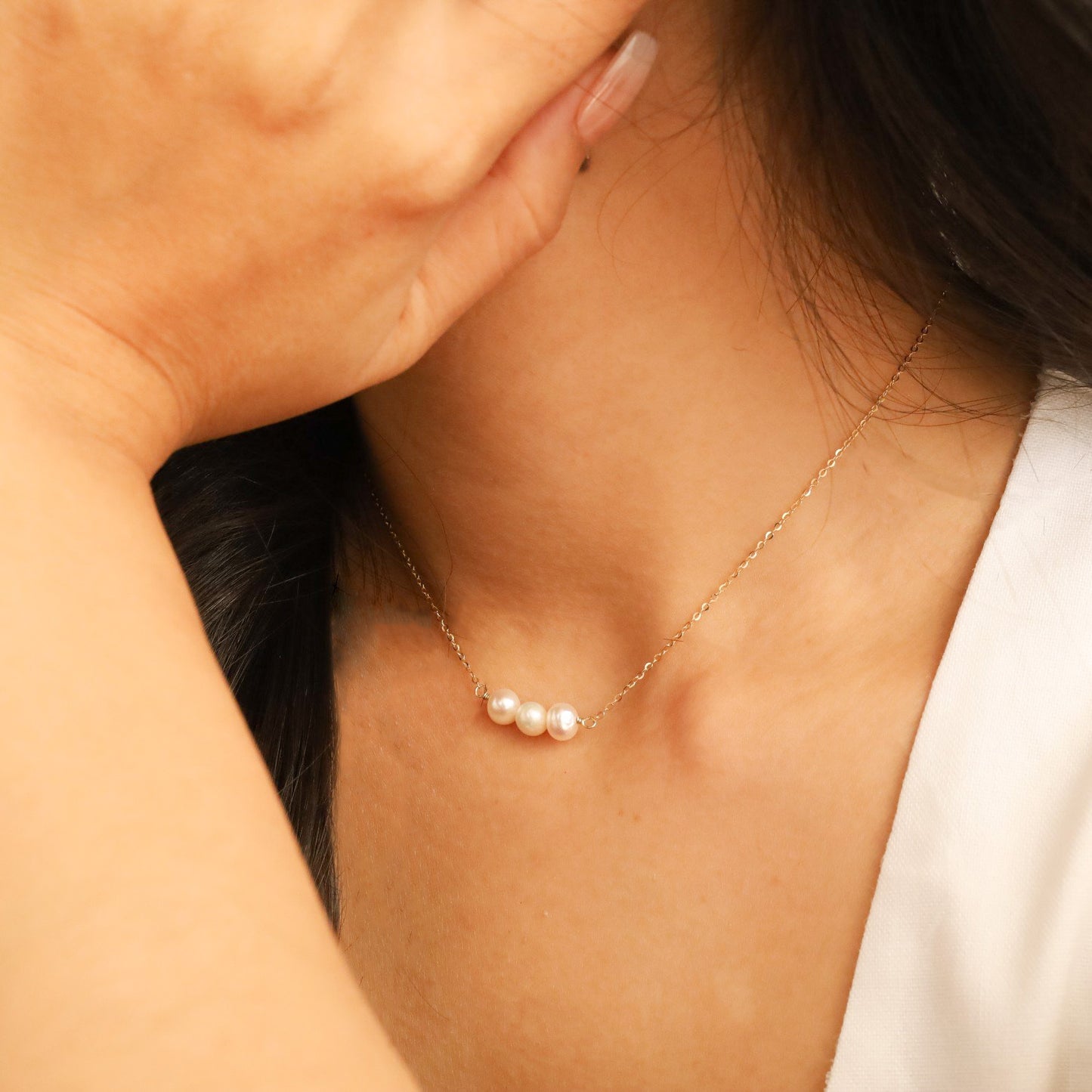 Triple Pearls Pendant Necklace