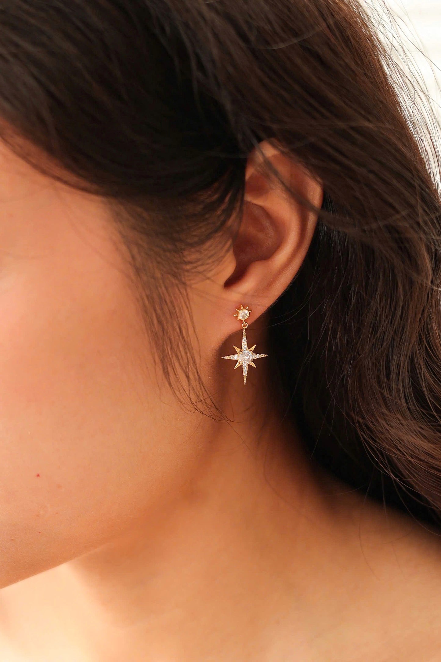 Star Drop Stud Earrings