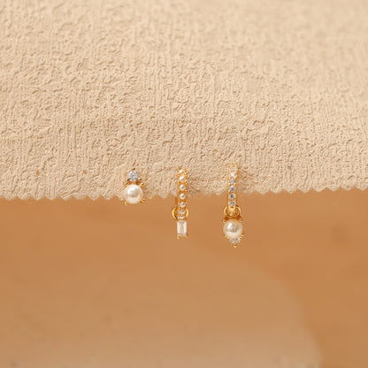 Tiny Crystal Pearl Studs