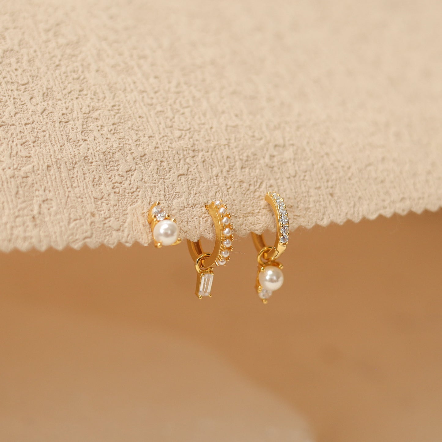 Tiny Crystal Pearl Drop Earrings