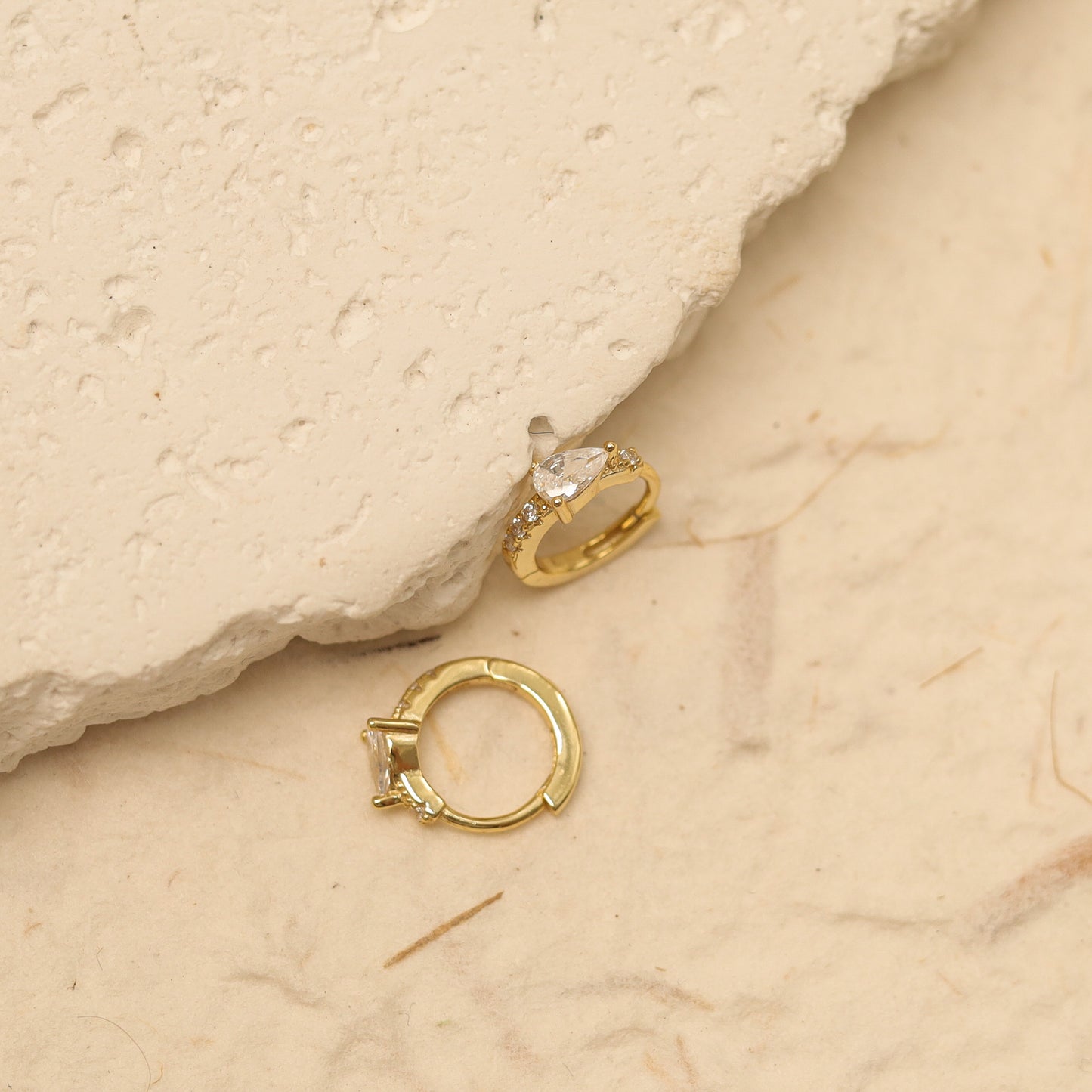 Dainty Clear Stone Hoop Earrings