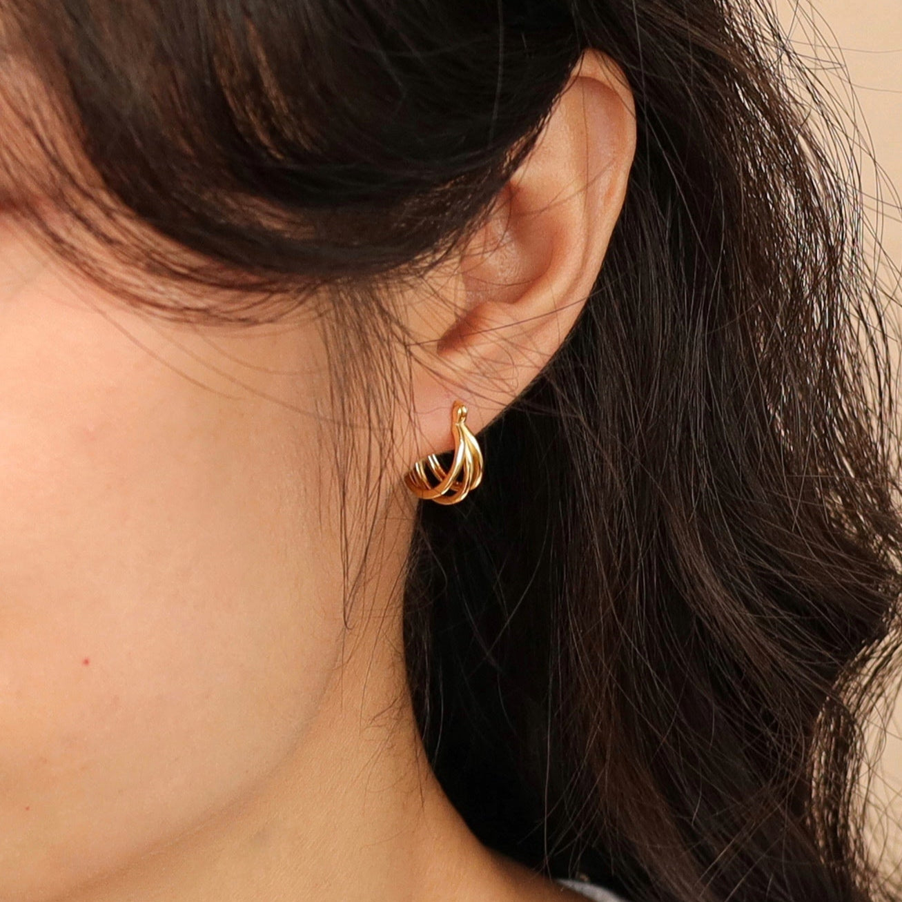 Triple Line Hoop Earrings