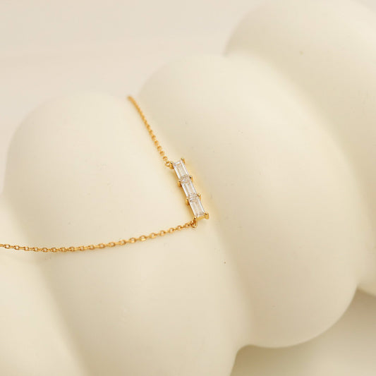 Triple Diamond Bar Necklace