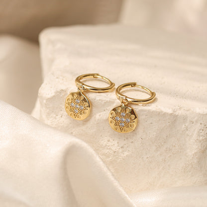North Star Coin Huggie Earrings