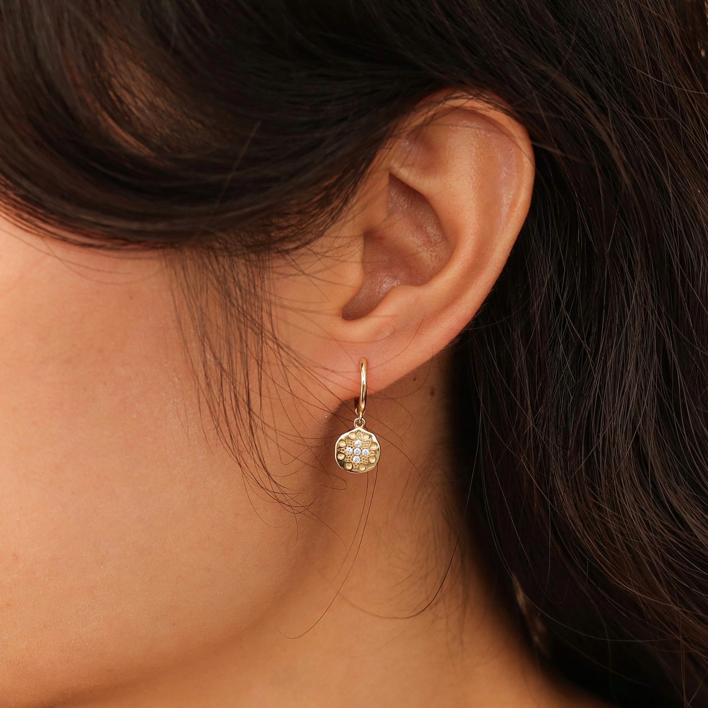 North Star Coin Huggie Earrings