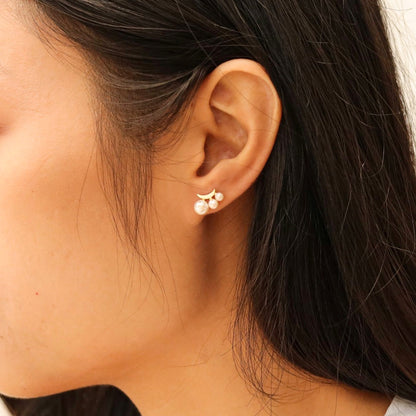 Triple Pearl Stud Earrings