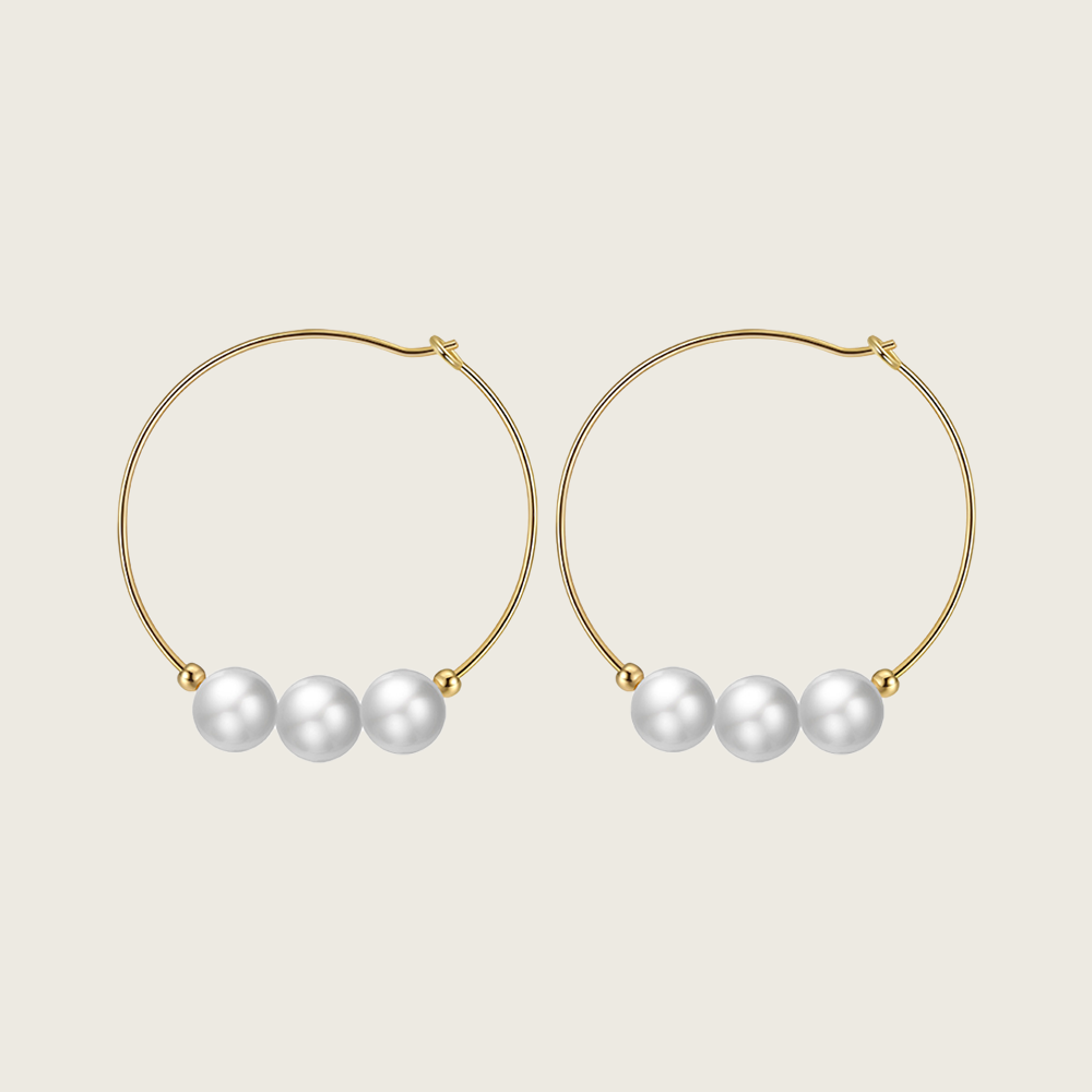 Large Pearl Hoop Earrings